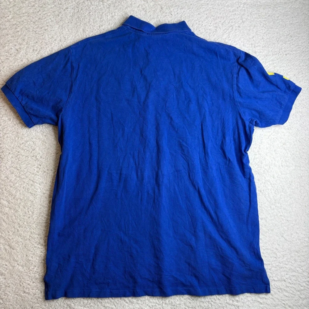 Polo Ralph Lauren Big Pony Polo Shirt Mens XXL Blue Yellow Number 3 Patch Cotton
